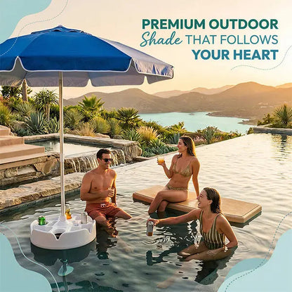 🌊Summer Sale – 50% Off⏰️ - Floating Pool Umbrella with Bar and Base, Portable Pool Bar Table Umbrellas with Cup Holder & Phone Stand, Floating Poolside Shade