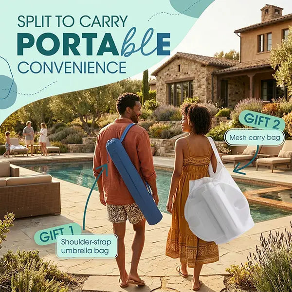 🌊Summer Sale – 50% Off⏰️ - Floating Pool Umbrella with Bar and Base, Portable Pool Bar Table Umbrellas with Cup Holder & Phone Stand, Floating Poolside Shade